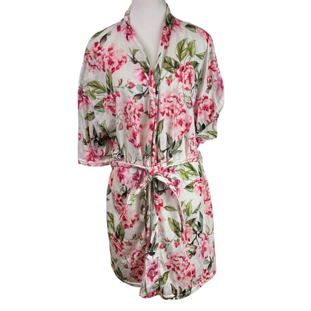 Show Me Your MuMu Floral Robe One Size Pink White Green